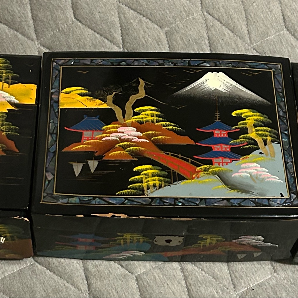Vintage Black Lacquered Japan Jewelry Box